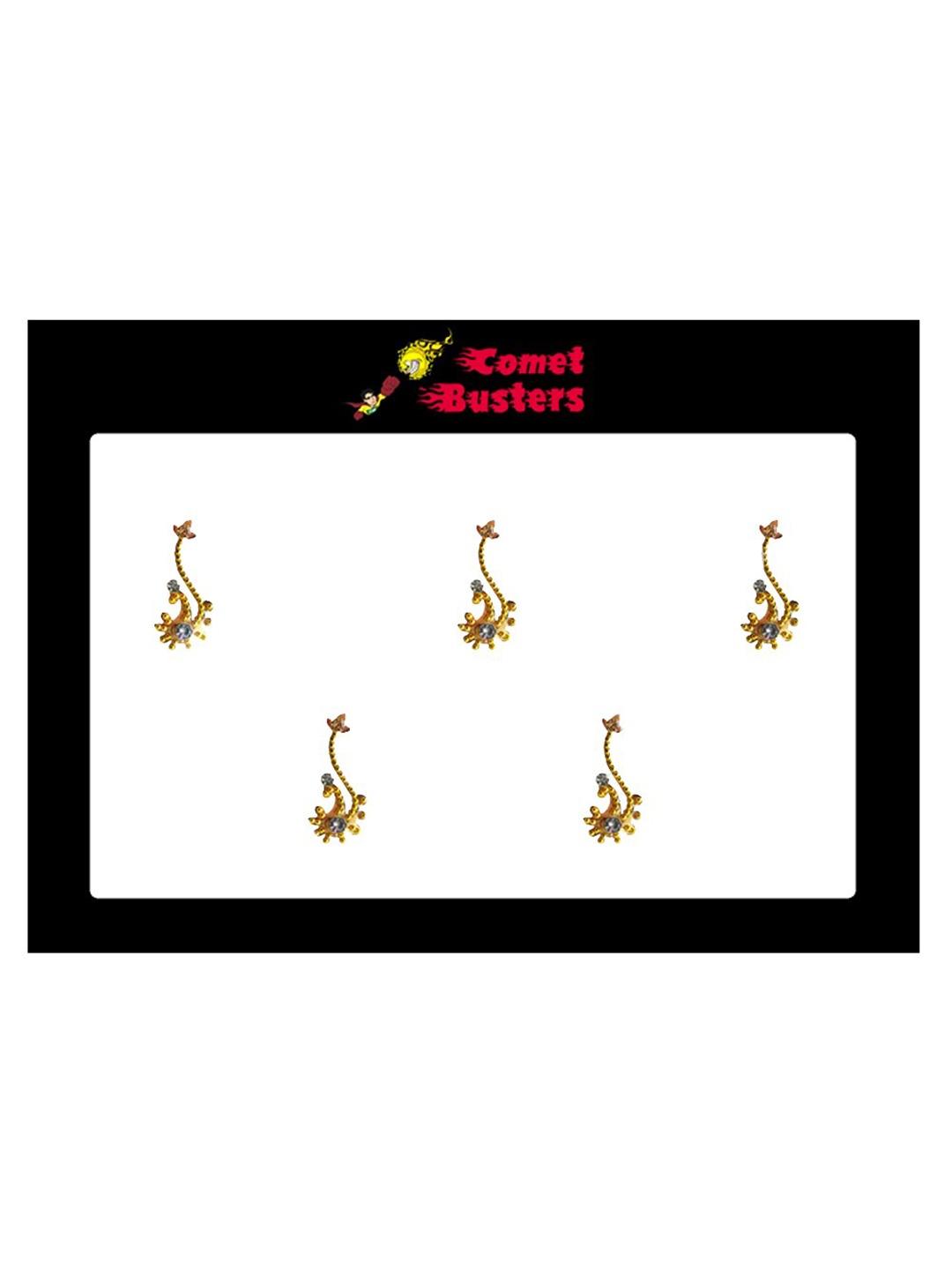

Comet Busters Gold-Coloured Set of 5 Stone Studded Bindis