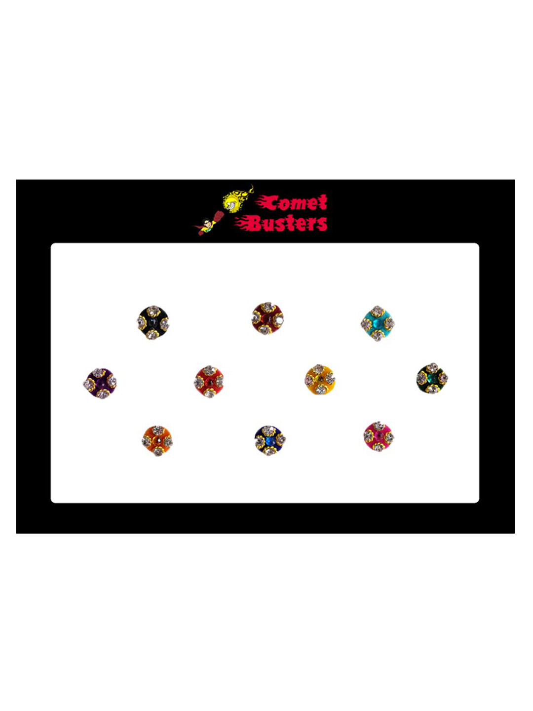 

Comet Busters Multicolored Embellished Bindis - 10 Pcs, Multi
