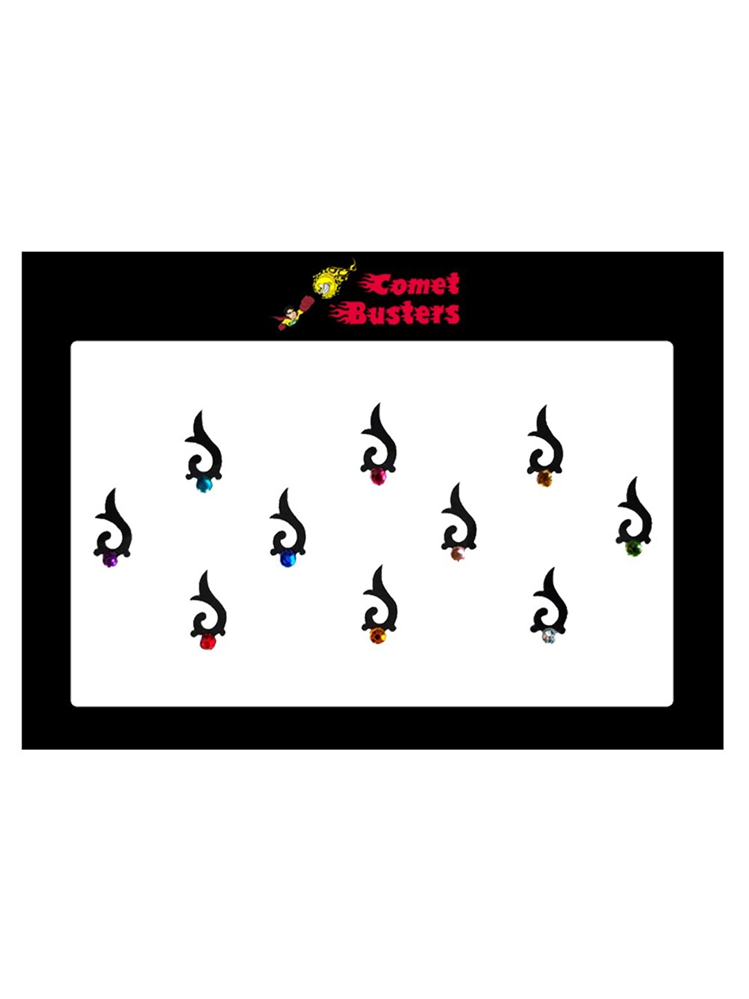 

Comet Busters Black Set of 10 Embellished Bindis