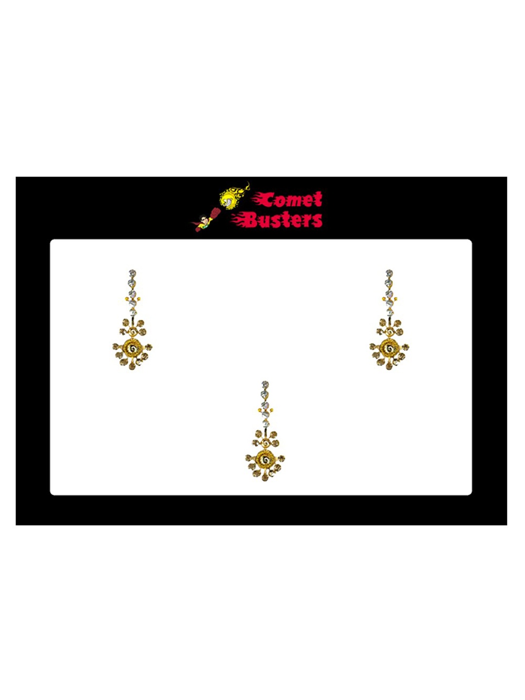 

Comet Busters Gold-Coloured Set of 3 Stone Studded Bindis