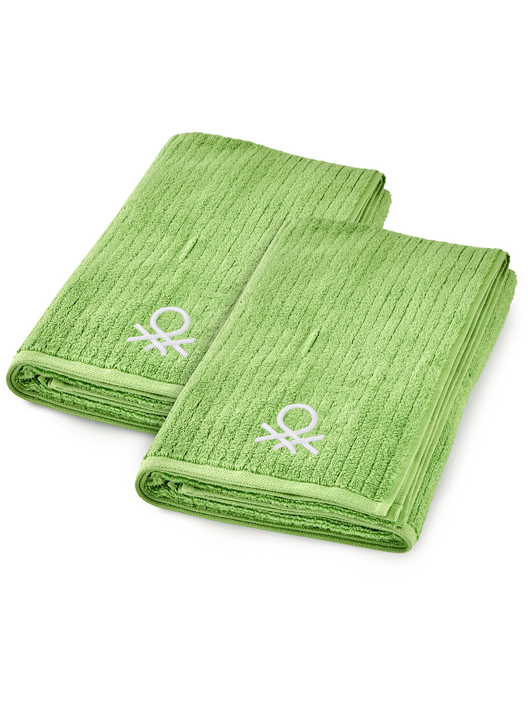 

United Colors of Benetton Pack Of 2 Green Solid 450 GSM Cotton Hand Towel