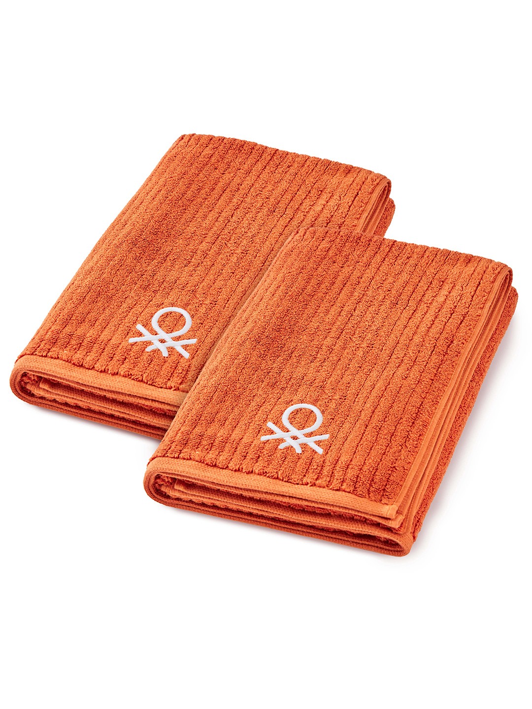 

United Colors of Benetton Pack Of 2 Rust Solid 450 GSM Cotton Hand Towel