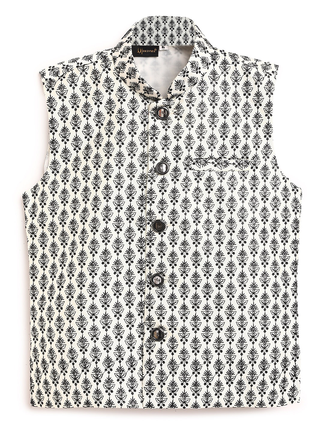 

Aj DEZInES Boys Off-White & Black Printed Nehru Jackets