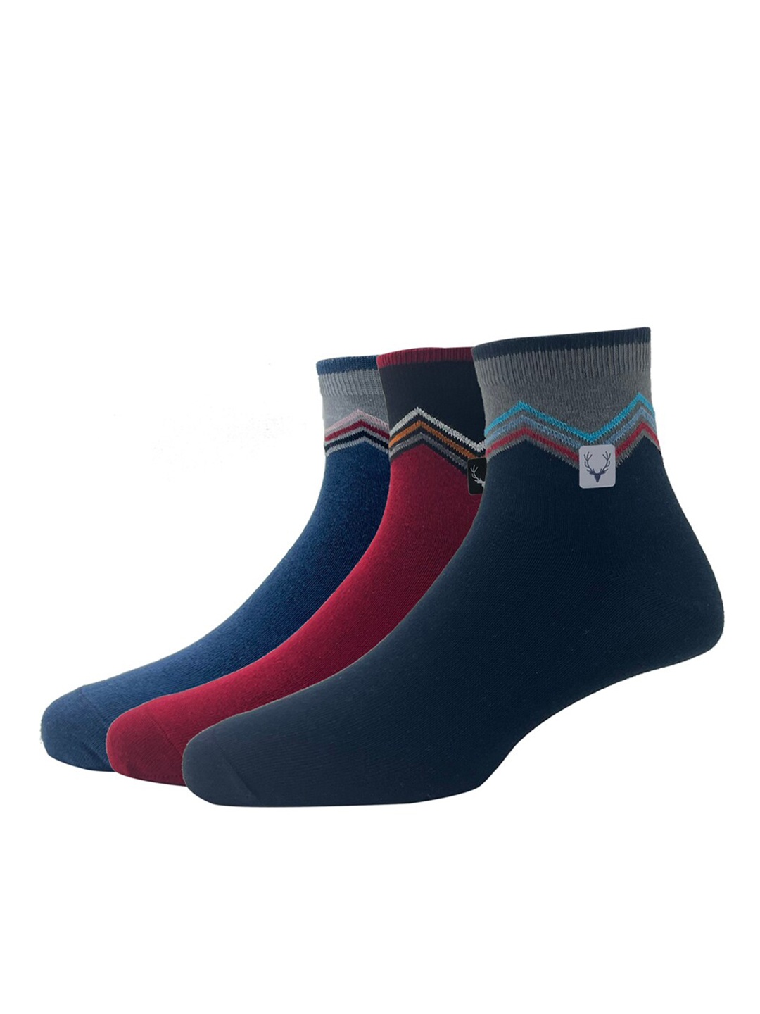 Allen Solly Men Pack Of 3 Patterned Above Ankle Length Socks, Blue