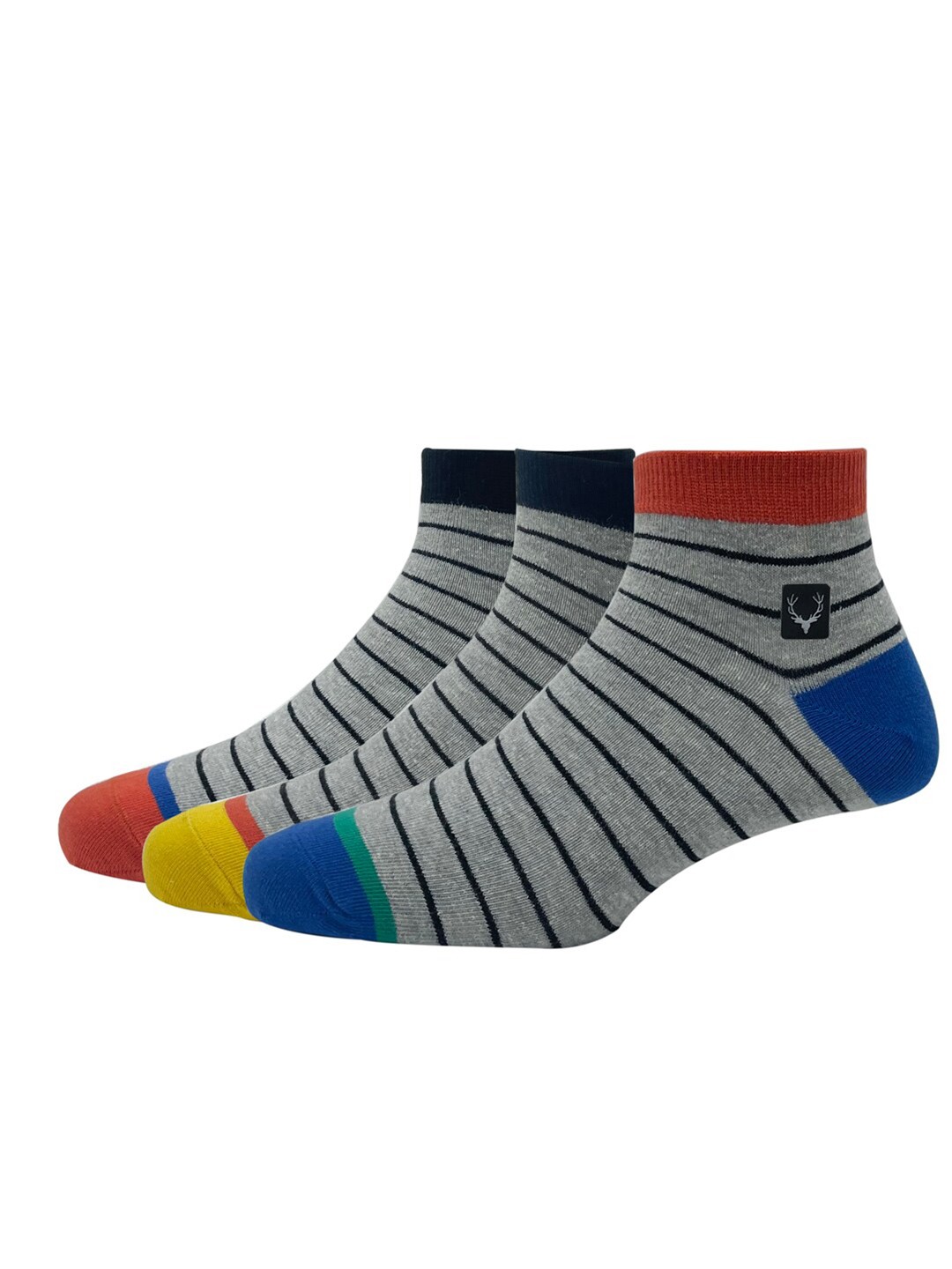 

Allen Solly Men Pack Of 3 Striped Ankle Length Socks, Yellow
