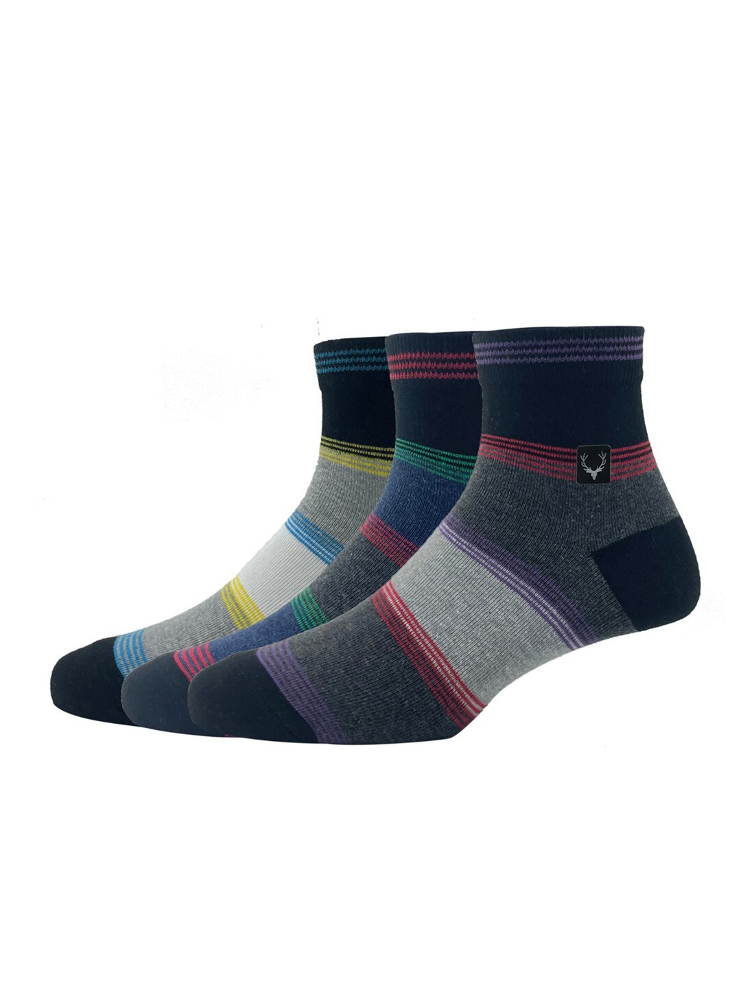 

Allen Solly Men Pack Of 3 Colourblocked Above Ankle Length Socks, Grey melange