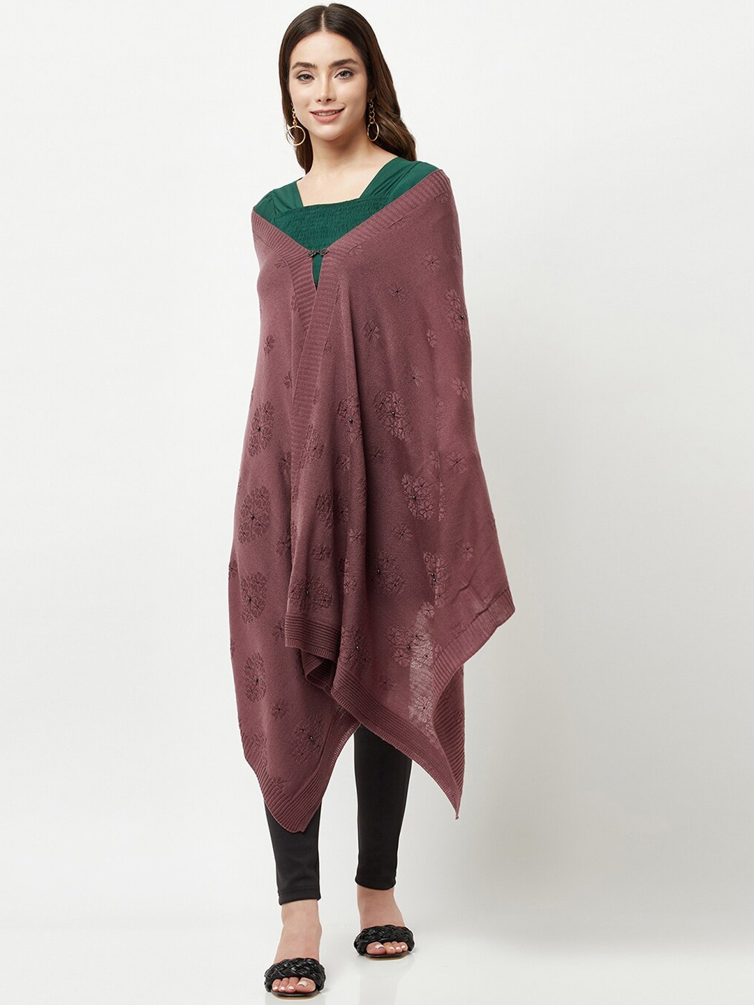 

Knitstudio Women Onion Pink Solid Knitted Shawl