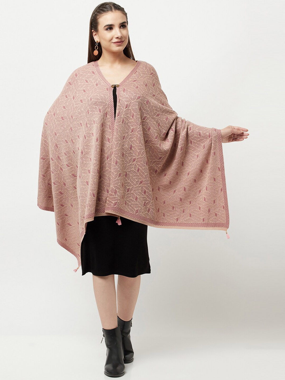 

Knitstudio Women Rose Pink Paisley Knitted Shawl