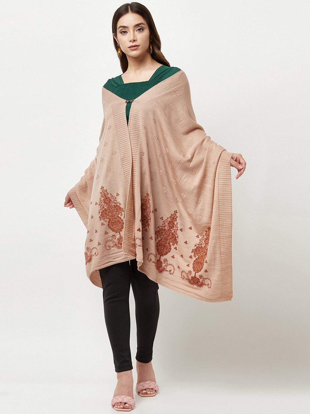

Knitstudio Women Rose Ethnic Motifs Knitted Shawl