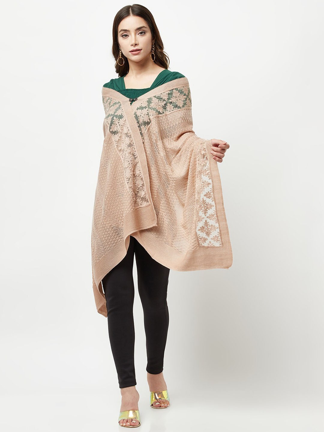 

Knitstudio Women Rose Floral Knitted Shawl