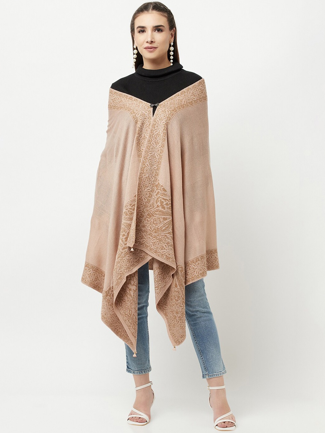 

Knitstudio Women Rose Pink Solid Knitted Shawl