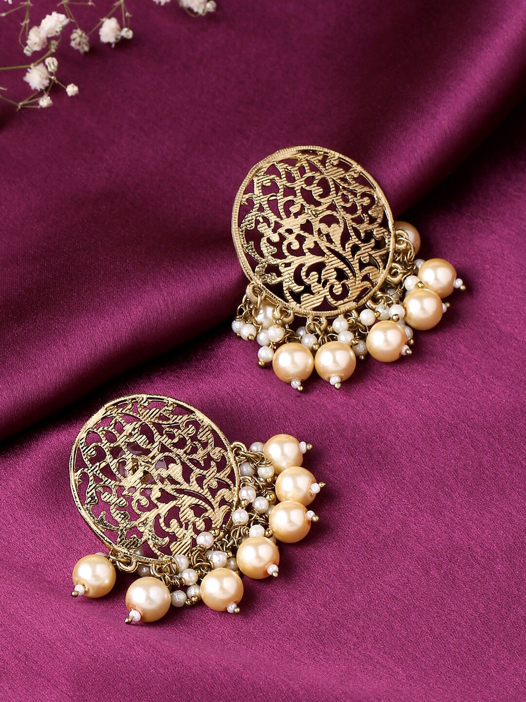 

VIRAASI Gold-Toned Contemporary Hanging Studs Earrings