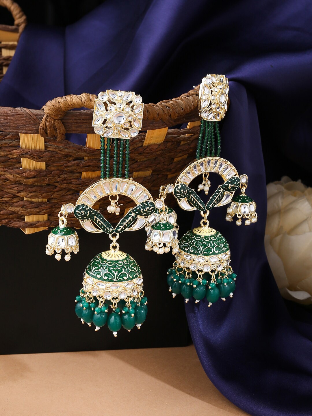 

VIRAASI Women Green Contemporary Jhumkas Earrings