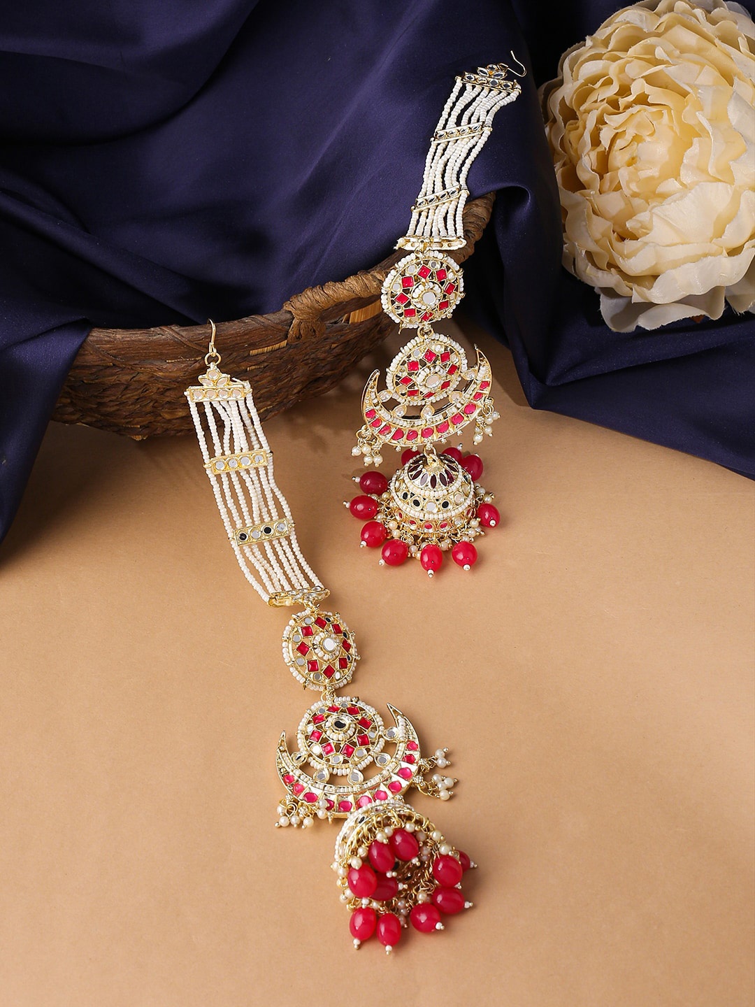 

VIRAASI Women Red Contemporary Jhumkas Earrings