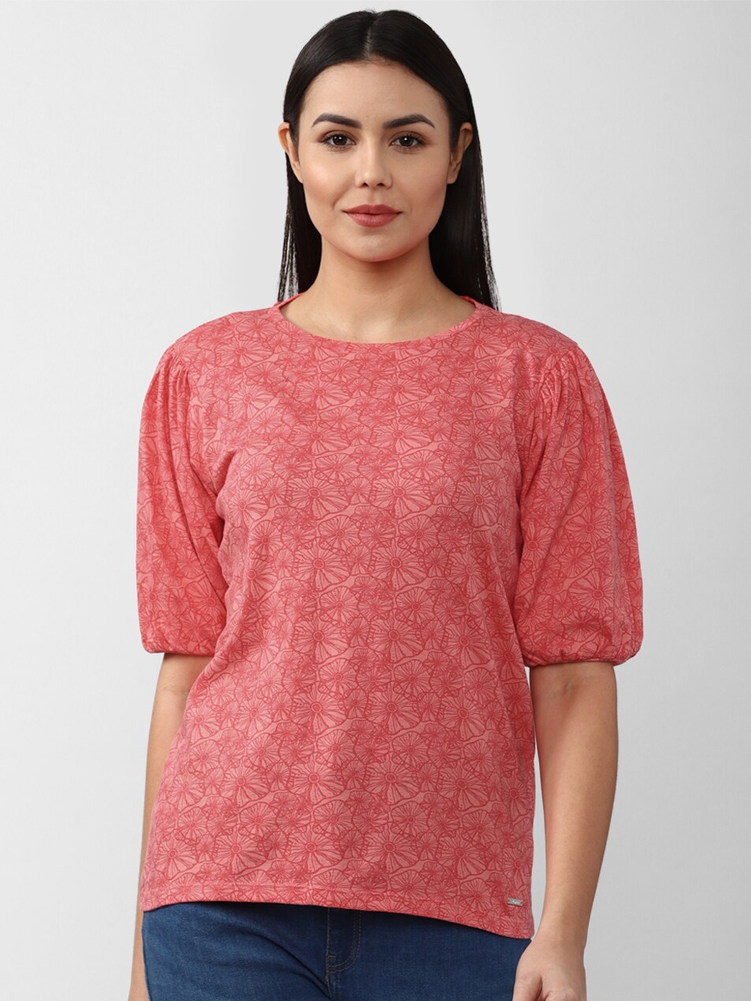 Van Heusen Woman Pink Geometric Printed Regular Top