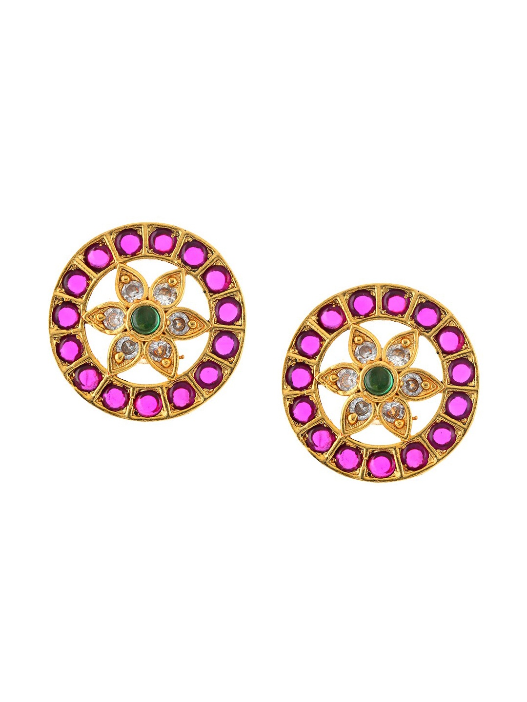 

Ishhaara Gold-Toned Circular Studs Earrings