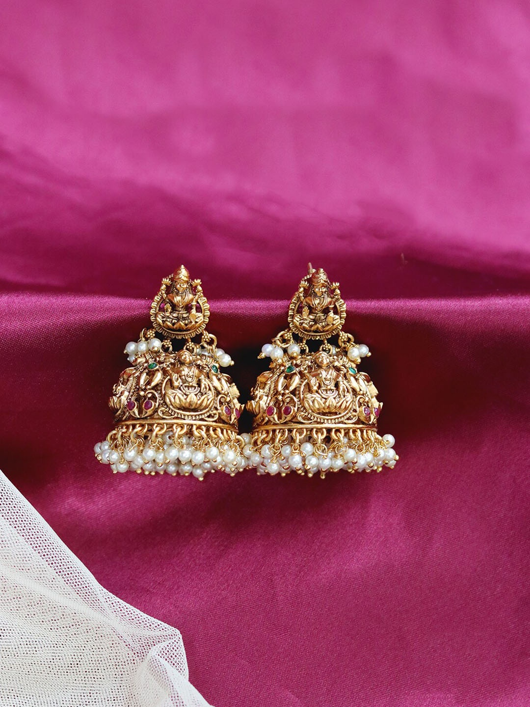 

Ishhaara Gold-Toned Huge Lakshmi Original Jhumka Earrings