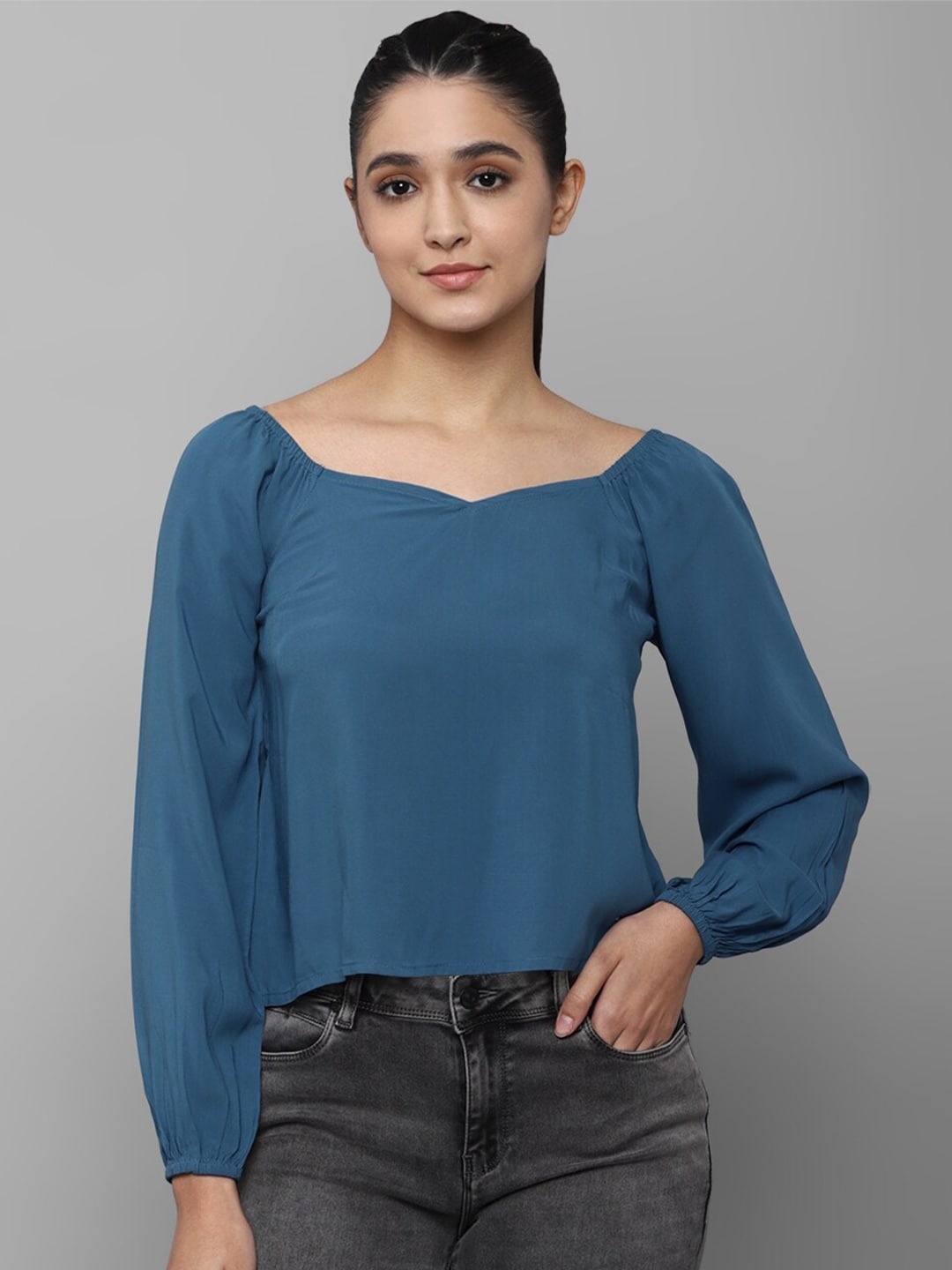 

Allen Solly Woman Blue Sweetheart Neck Top