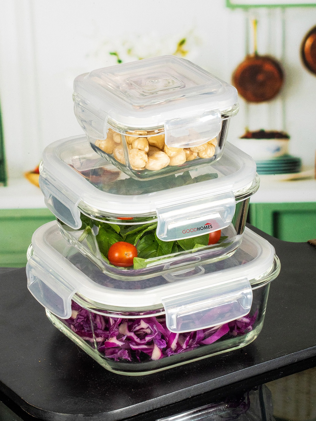 

GOODHOMES 3 Pieces of Transparent Solid Kitchen Storage