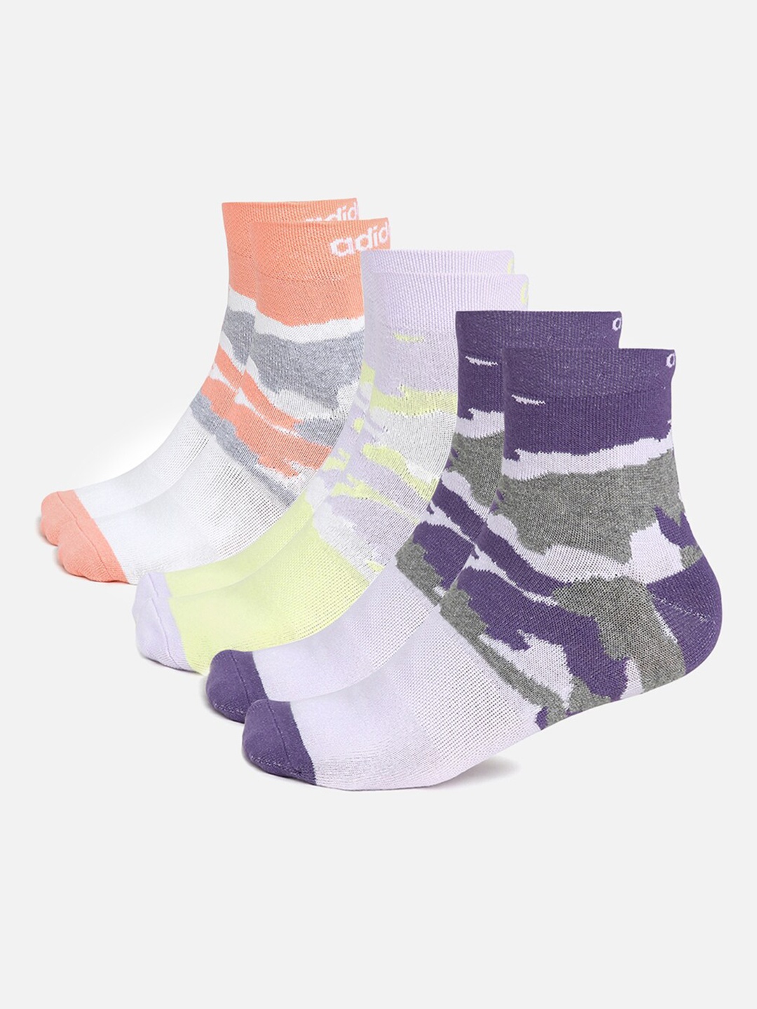 

ADIDAS Women Pack of 3 Purple & Peach Patterned Ankle-Length Socks