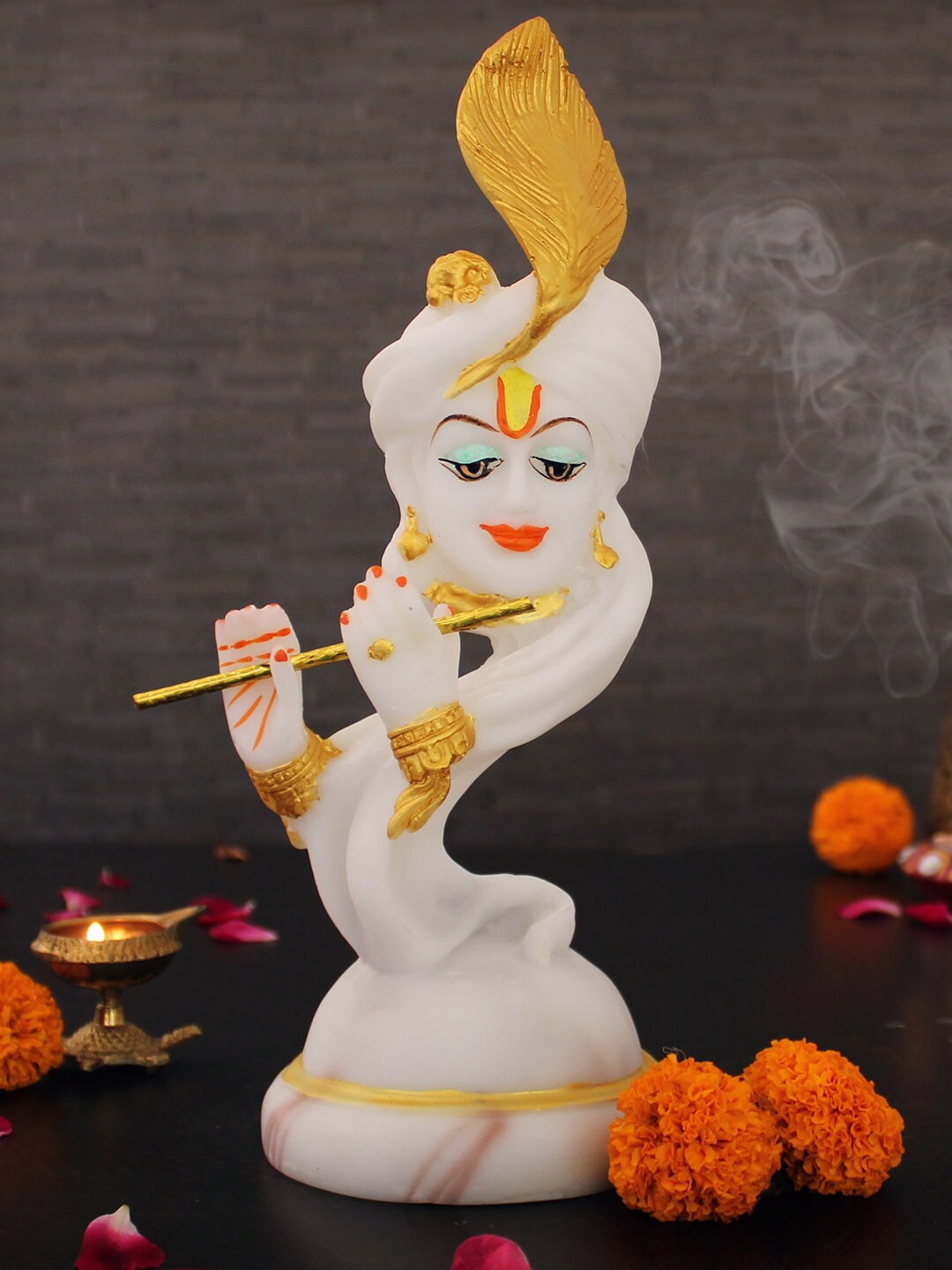 

TIED RIBBONS White & Gold-Toned Lord Krishna Idol Showpiece