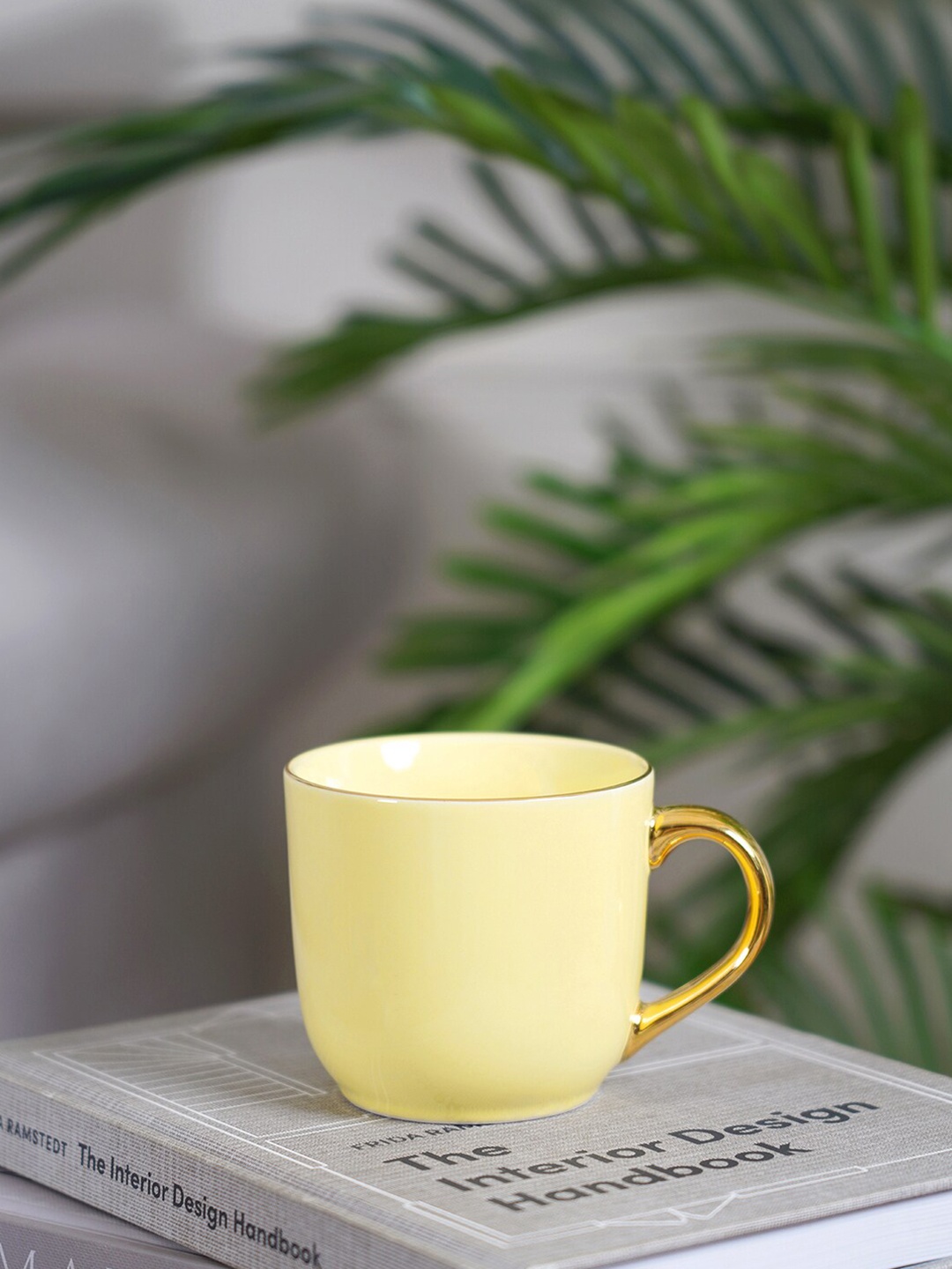

Pure Home and Living Set Of 2 Microwave safe Porcelain Glossy Mugs 330ml each, Yellow