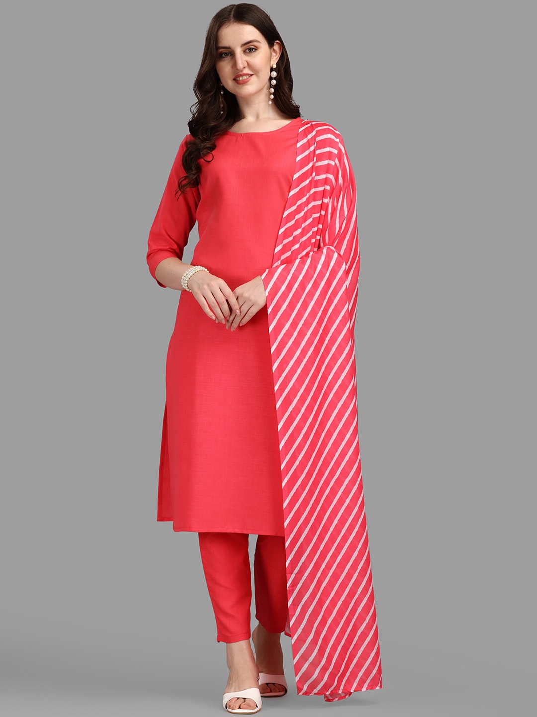 

Anaita Women Pink Kurta with Trousers & With Dupatta