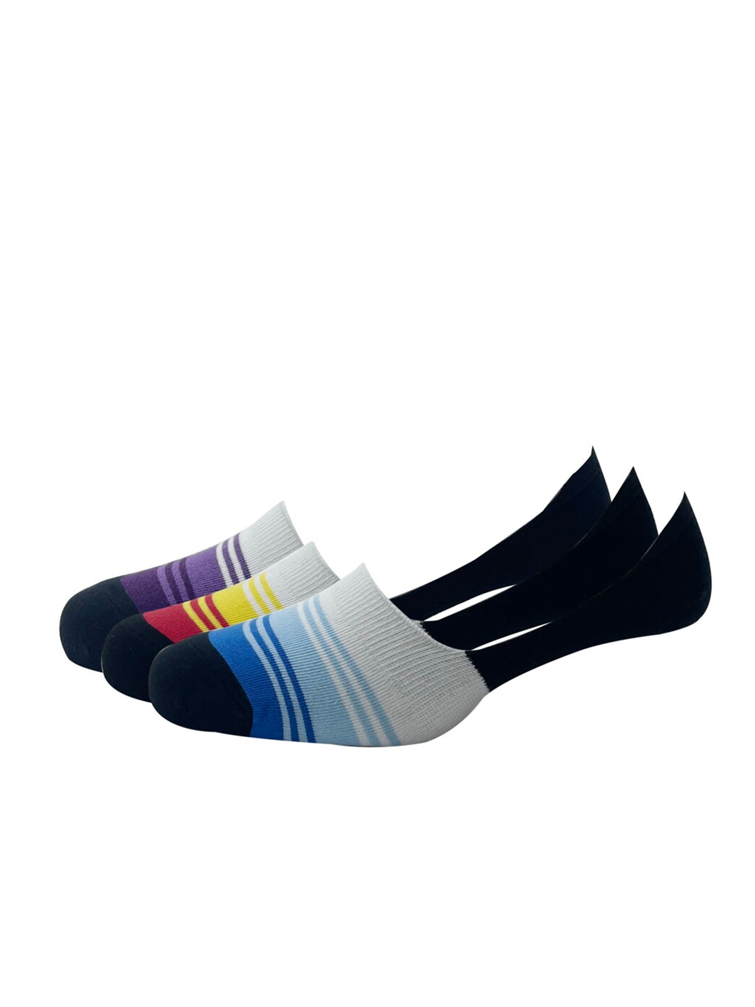 

Peter England Men Pack Of 3 Purple & Blue Striped Cotton Shoe Liners