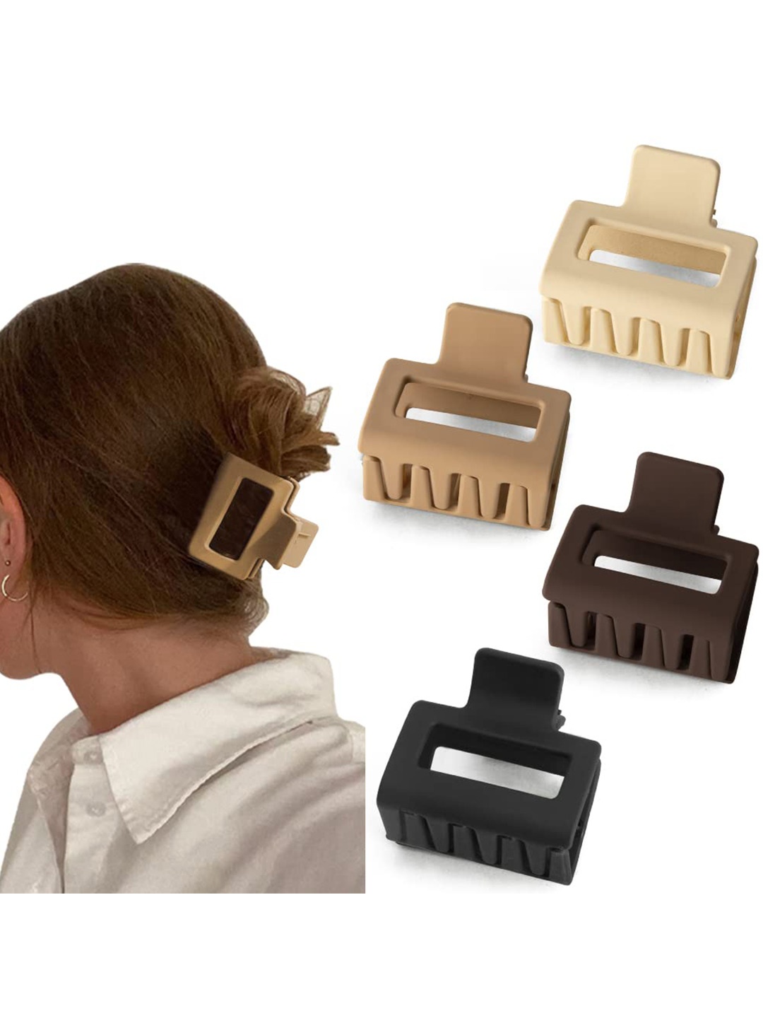 

VAGHBHATT Women Set of 4 Claw Clip, Black