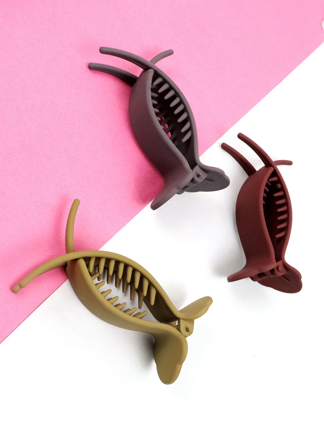 VAGHBHATT Women Set of 3 Claw Clip, Maroon