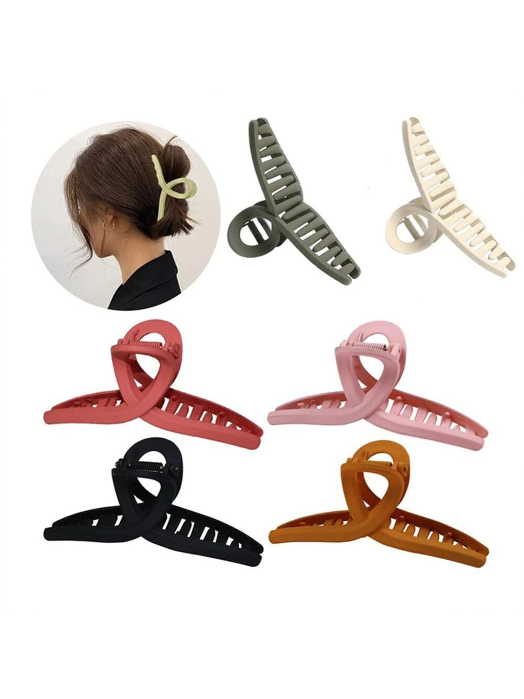 

VAGHBHATT Women Set of 6 Claw Clips, Yellow