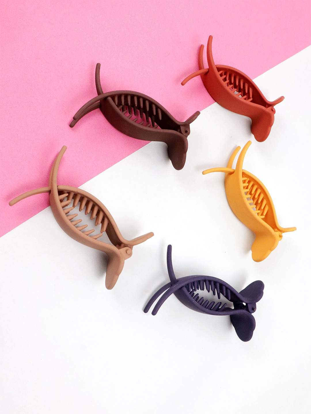 VAGHBHATT Women Set of 10 Claw Clip, Yellow