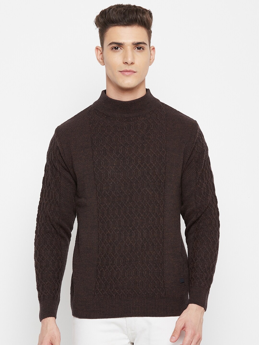 

Duke Men Brown Cable Knit Pullover