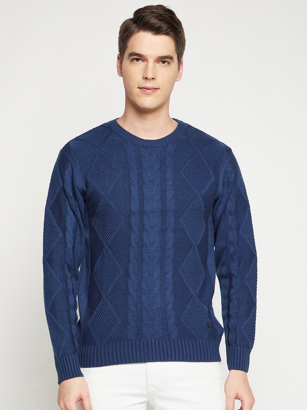 

Duke Men Blue Cable Knit Pullover
