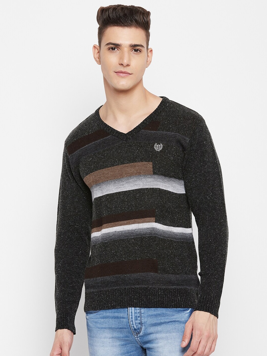 

Duke Men Black & Off White Printed Pullover