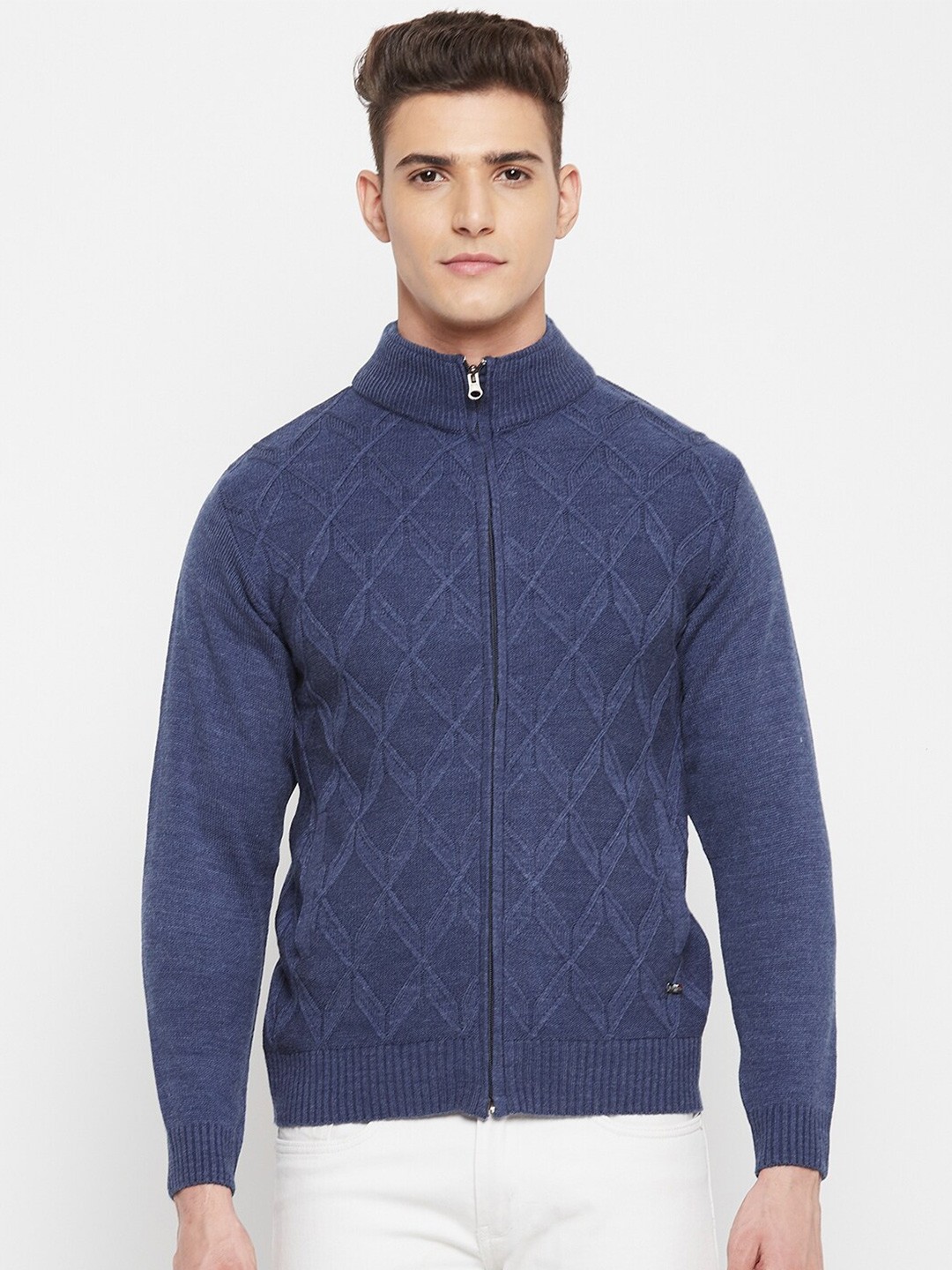 

Duke Men Blue Cable Knit Cardigan