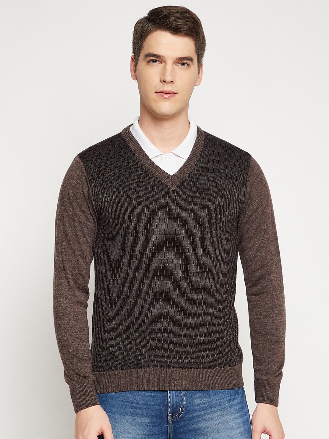 

Duke Men Brown & Black Printed Pullover