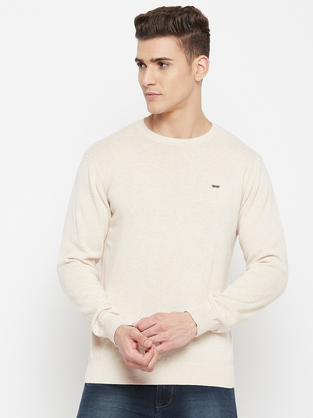 

Duke Men Beige Solid Pullover