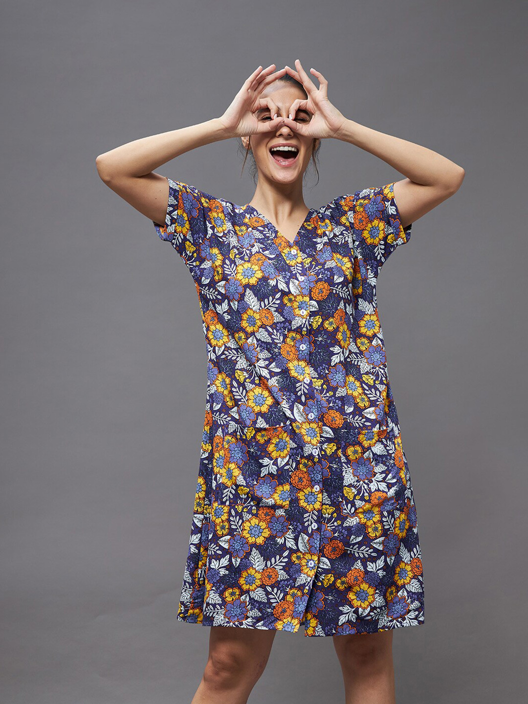 

Miss Chase Purple Floral Chiffon A-Line Dress