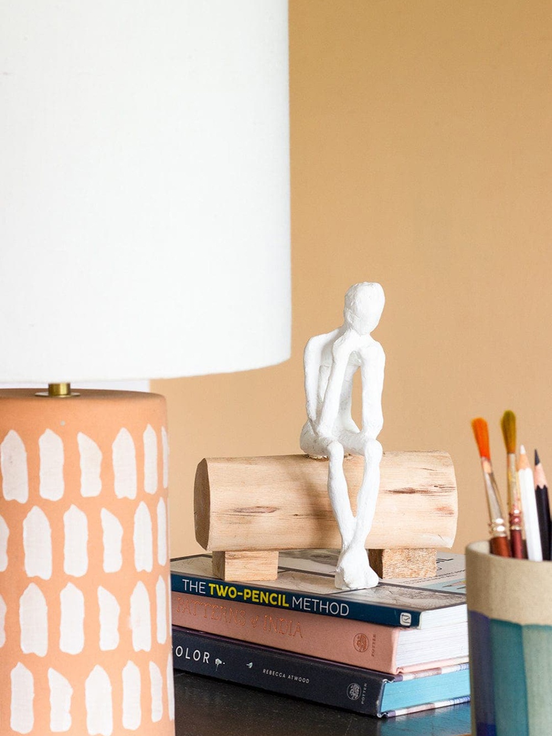 

The Wishing Chair Brown & White The Thinking Man Wooden Decorative Accent Showpiece