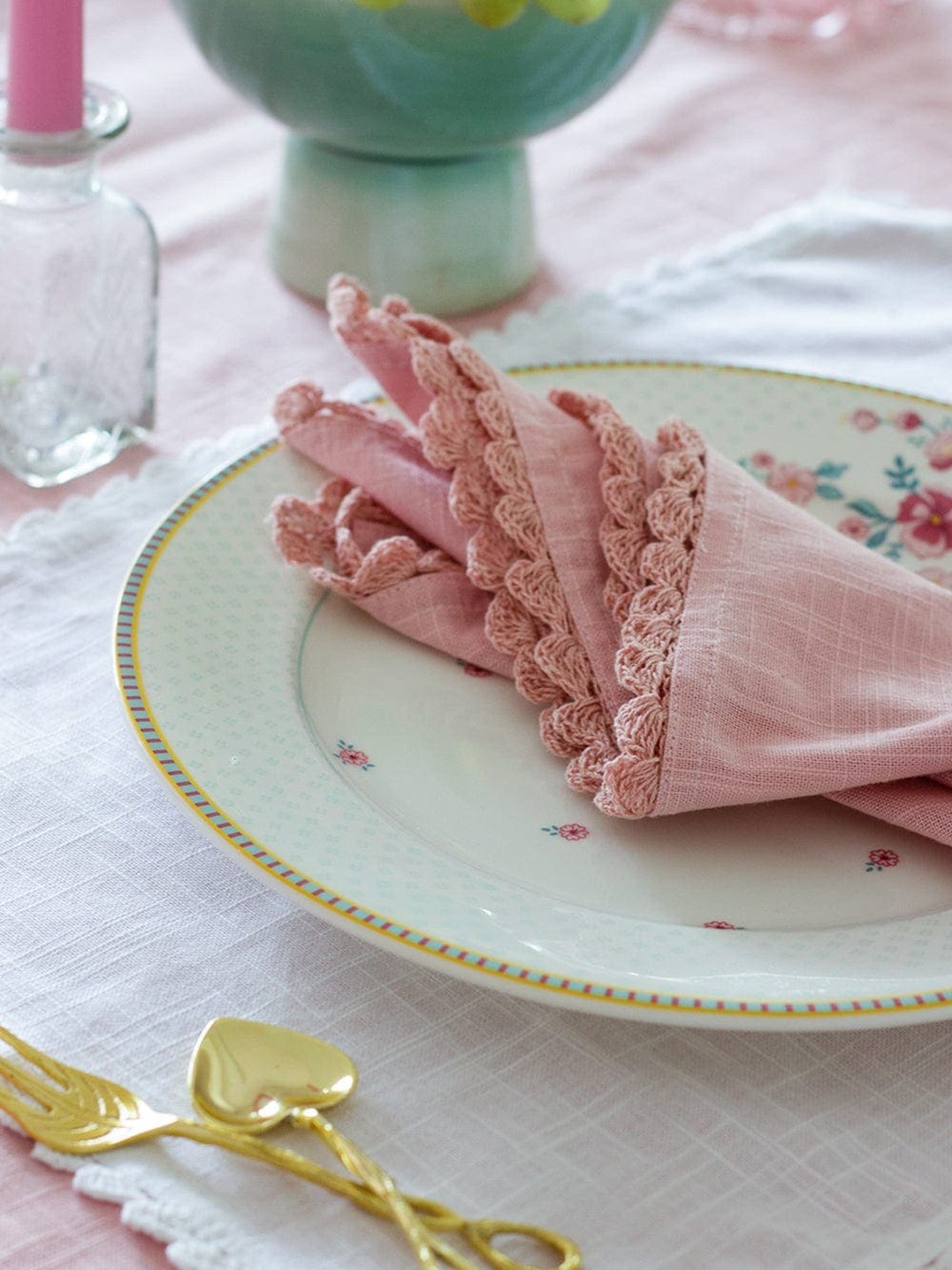 

The Wishing Chair Set Of 6 Pink Solid Cotton Table Napkins
