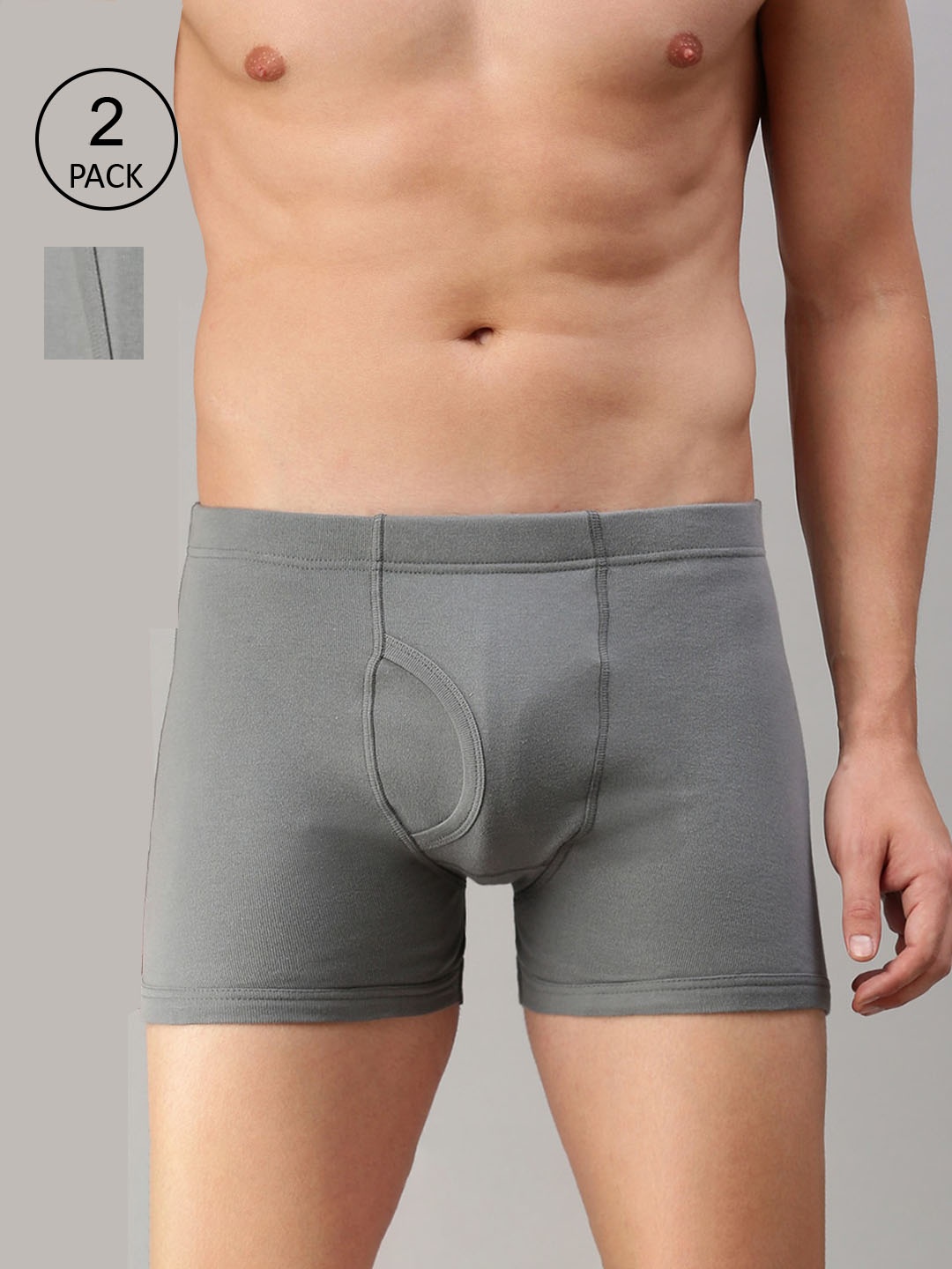 

ONN Men Pack of 2 Grey Melange Solid Cotton Trunk