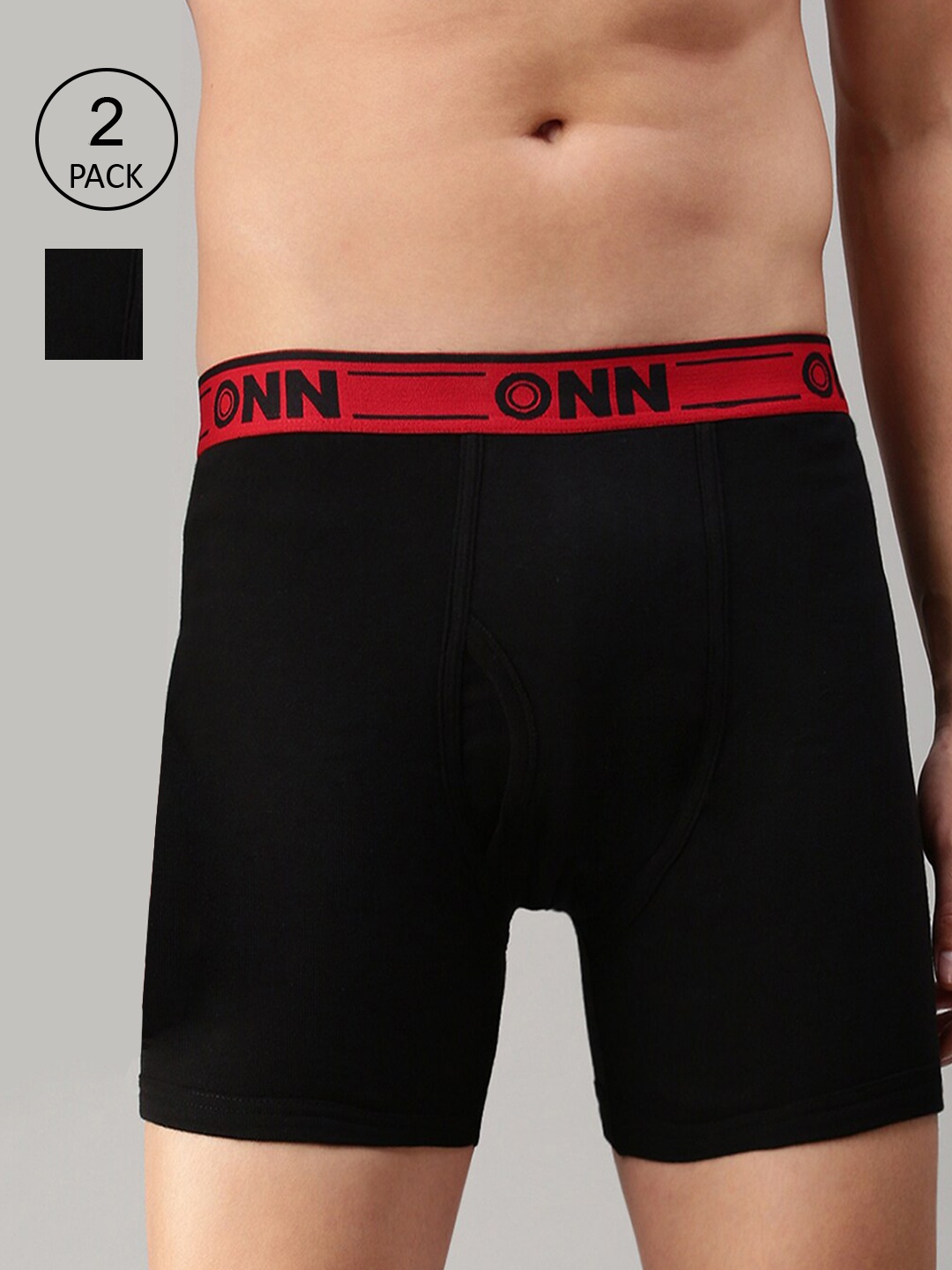 

ONN Men Pack of 3 Black Solid Cotton Trunks