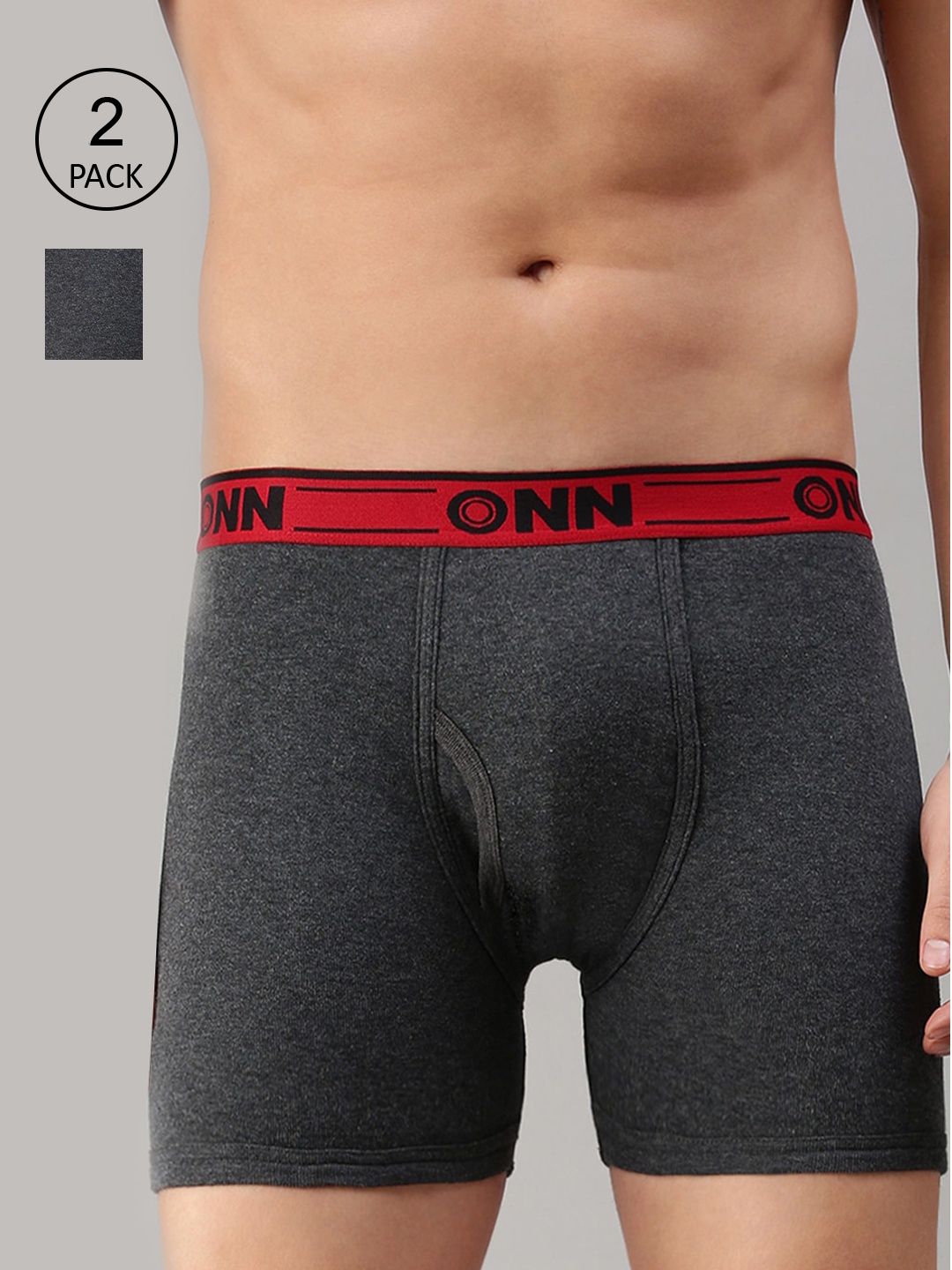 

ONN Men Pack Of 3 Solid Trunk, Charcoal