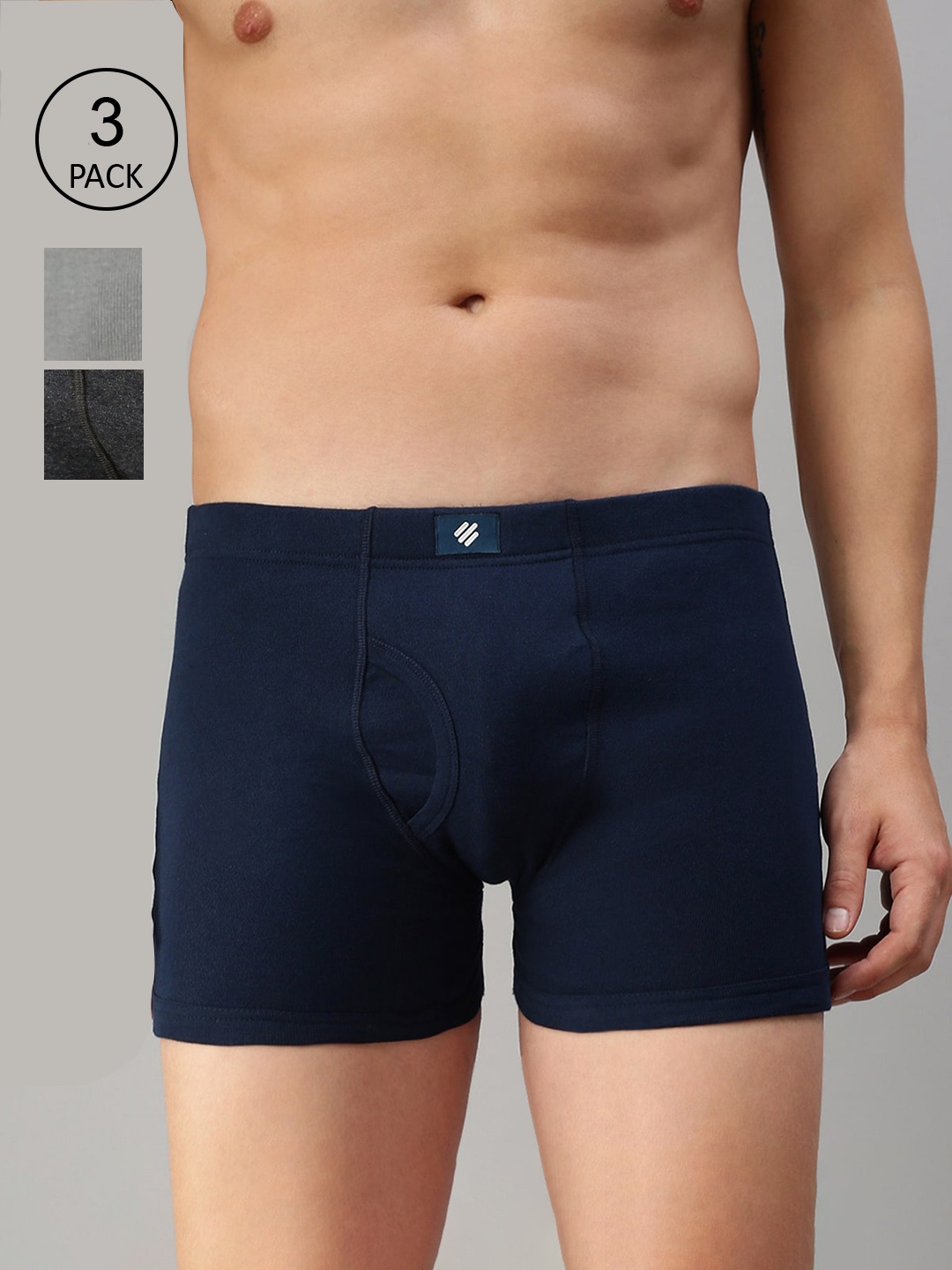 

ONN Men Pack Of 3 Solid Trunks, Blue
