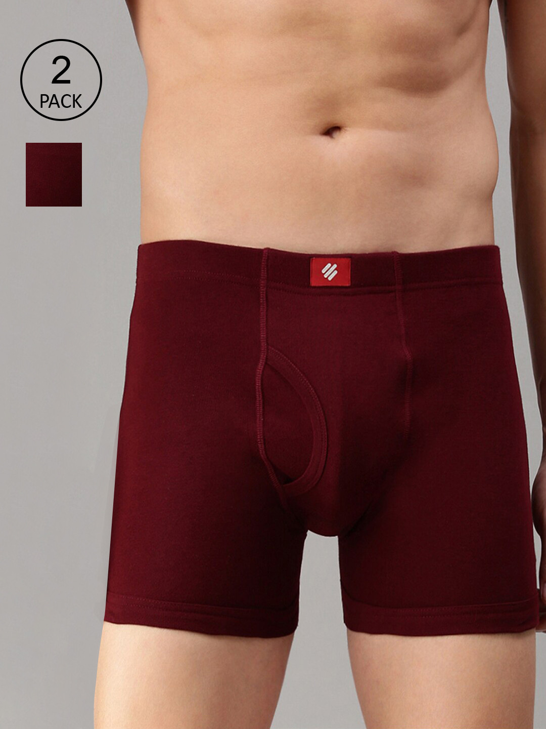 

ONN Men Pack of 2 Maroon Solid Basic Trunks