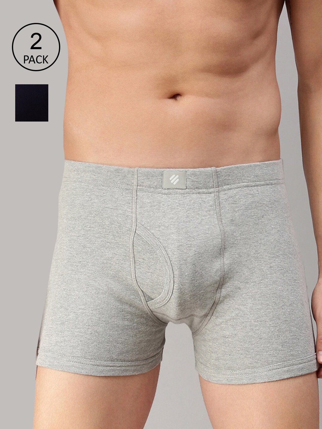 

ONN Men Pack of 2 Grey & Black Solid Basic Trunks