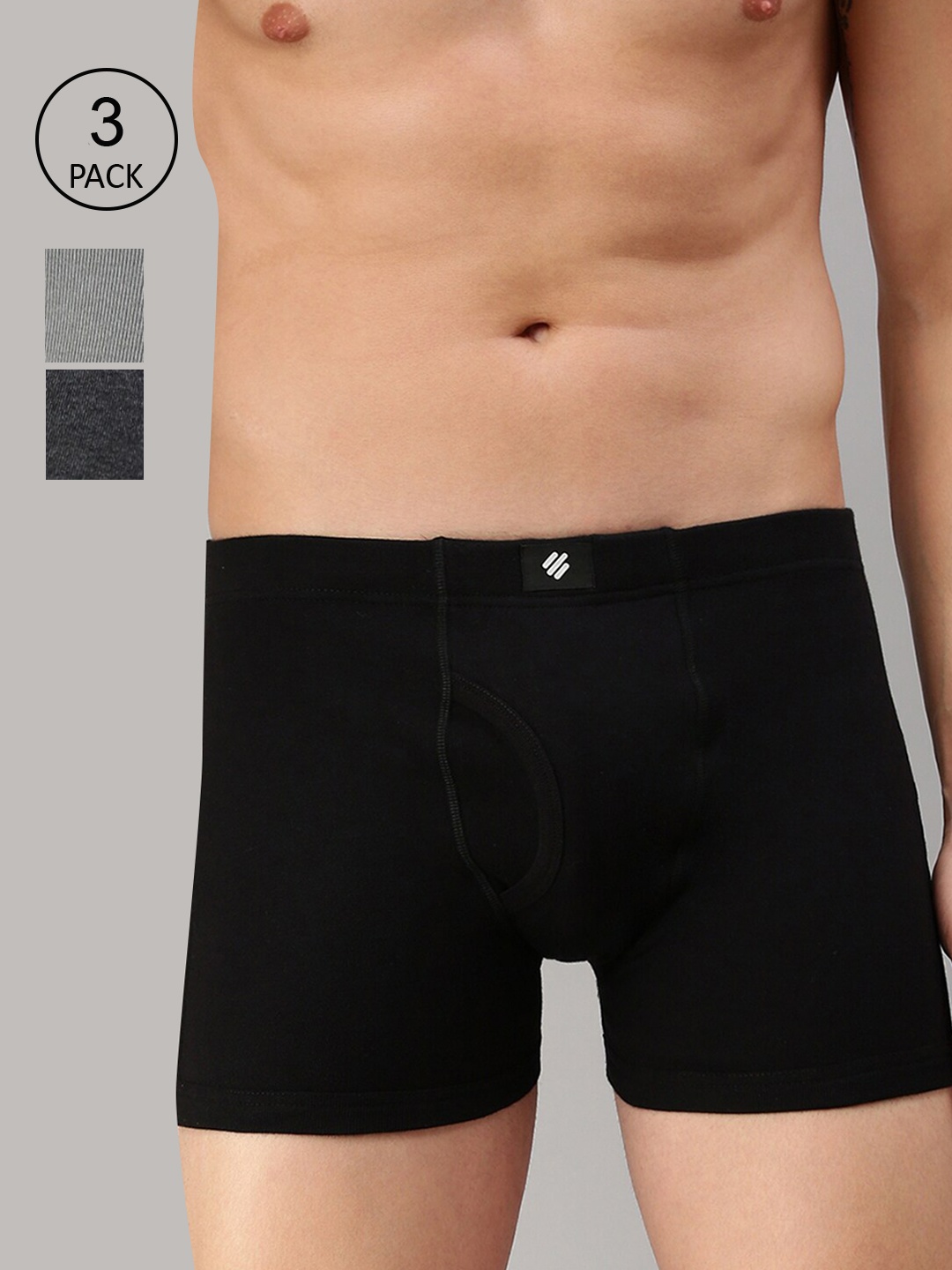 

ONN Men Pack Of 3 Solid Trunks ONN_355_BLK_CM_GM_3PC, Black