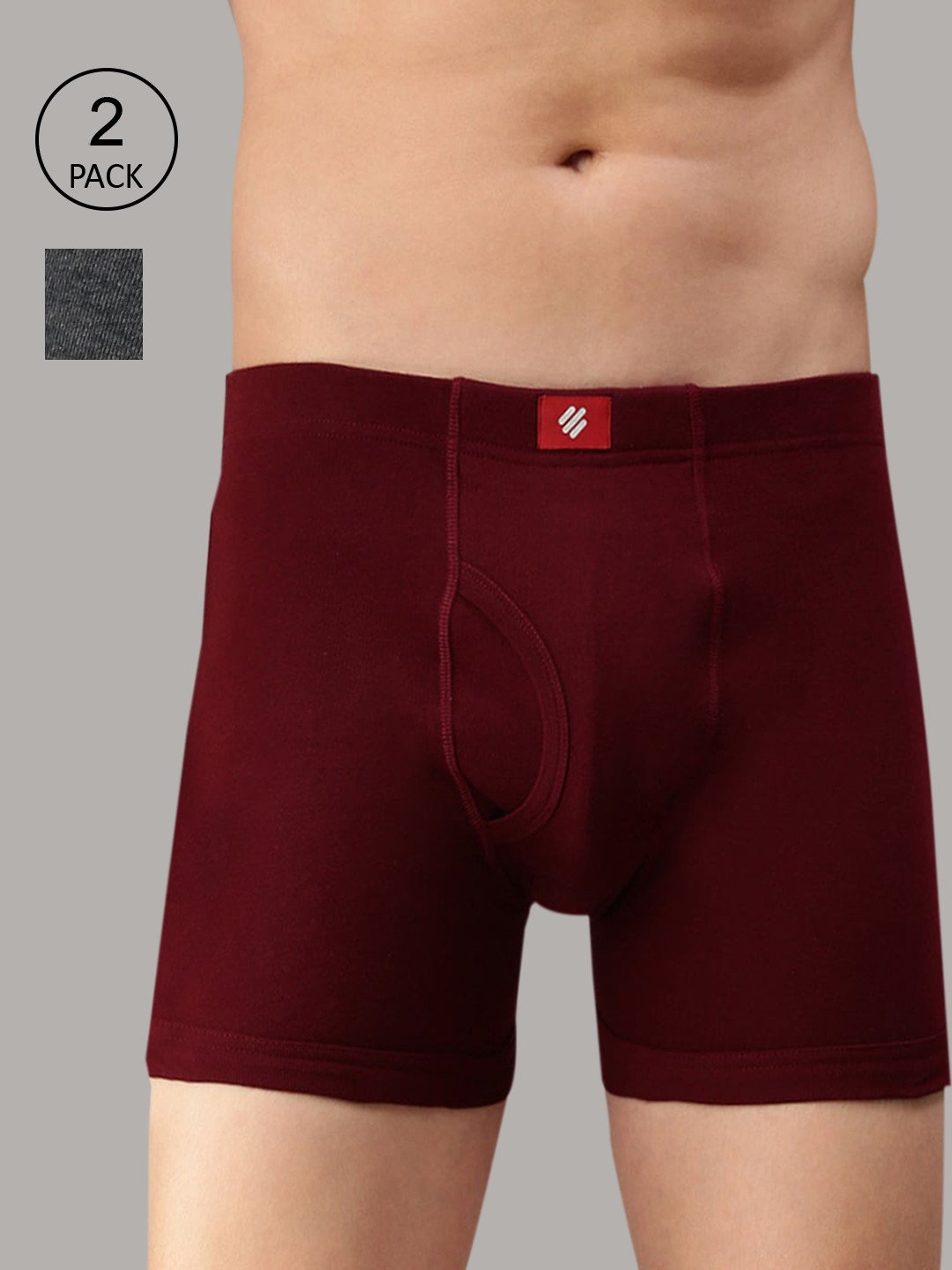 

ONN Men Pack Of 2 Solid Trunks, Charcoal