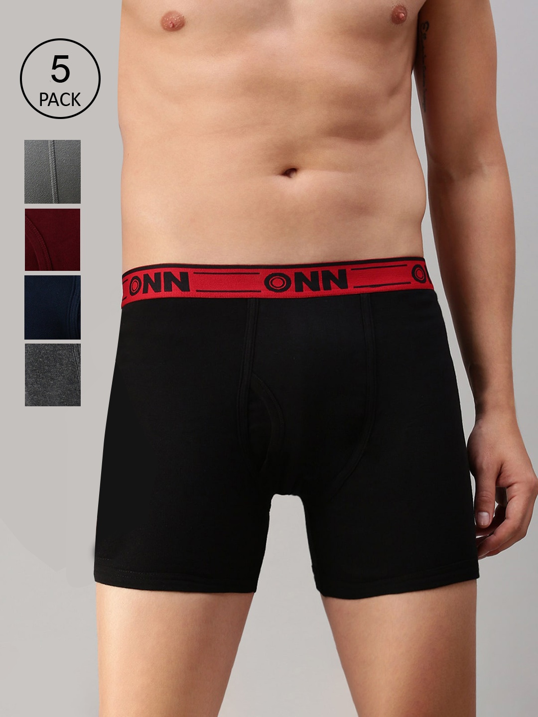 

ONN Men Pack of 5 Assorted Solid Trunks ONN_357_AST_5PC